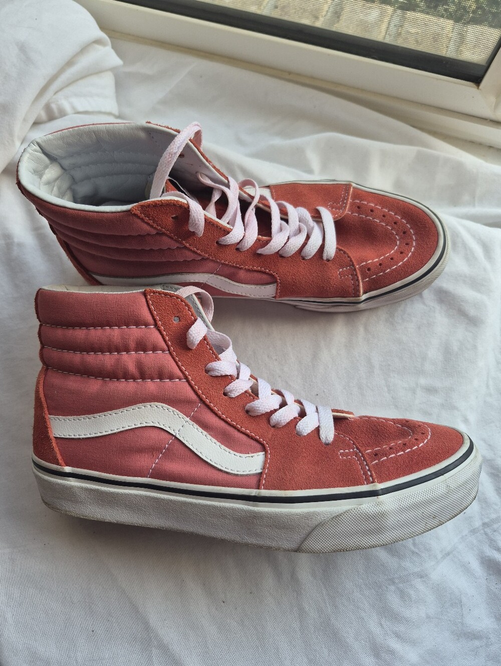 Vans Sk8-Hi High Top Sneakers Coral Red Size 8.5